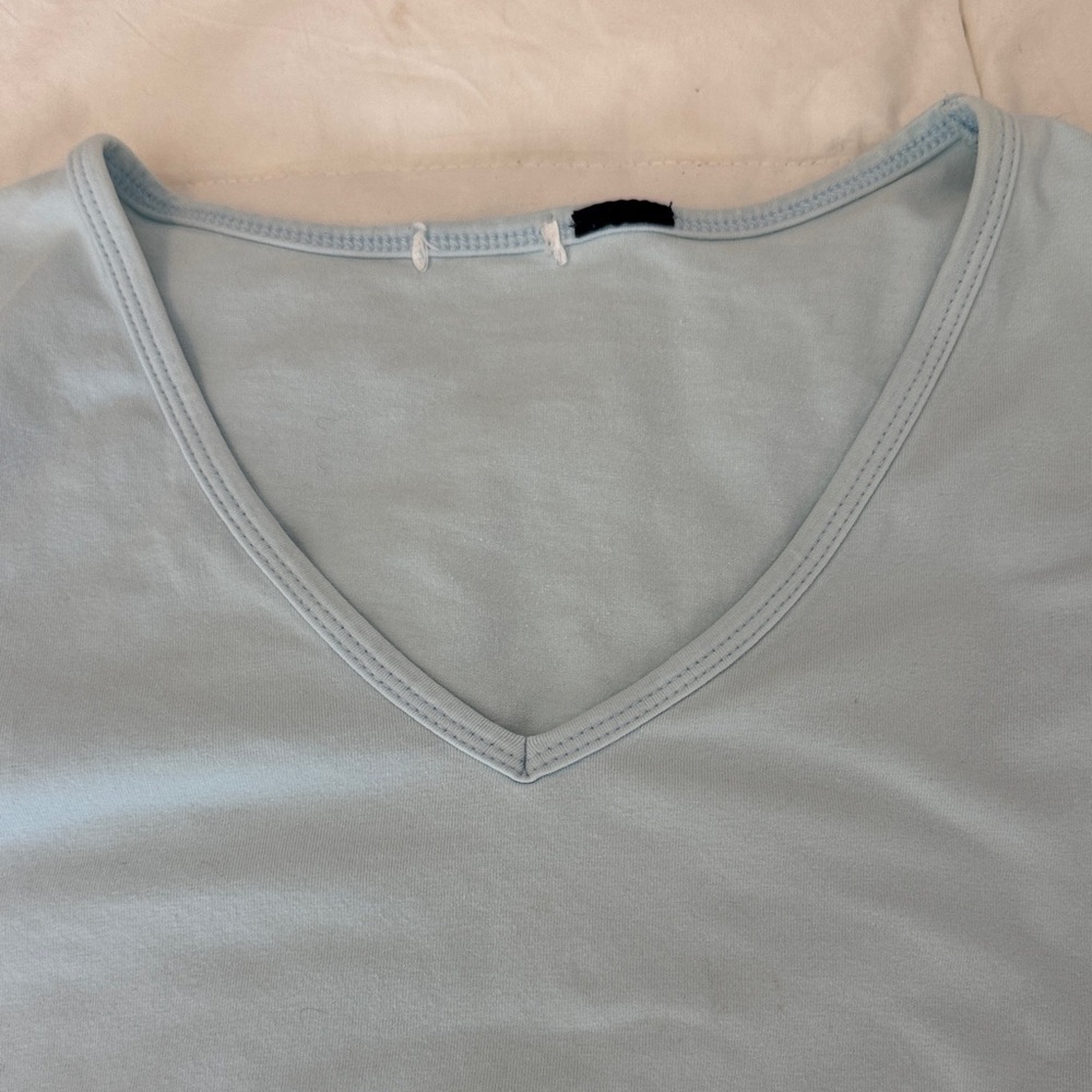 Light Blue V-Neck Women's Top
